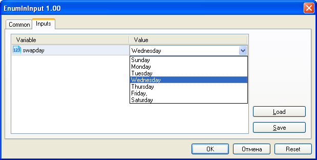 Example of a custom enumeration as an input parameter